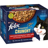 FELIX Sensations Crunchy Katzenfutter nass in Gelee, Sorten-Mix, 6er Pack (6 x 10 Beutel à 85g)