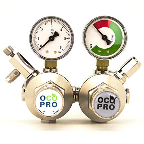 OCOPRO CO2-Druckminderer Doppelkammer mit Nadelventil/Drossel und Rückschlagventil