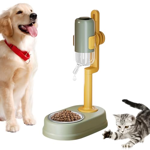2-In-1 Cat Food and Water Bowl Set | Cat Dog Bowls with Gravity Water,Cat Bowls with Water Dispenser,Cat Wet and Dry Food Feeding Bowl Set for Small and Medium Pets Cats Puppies