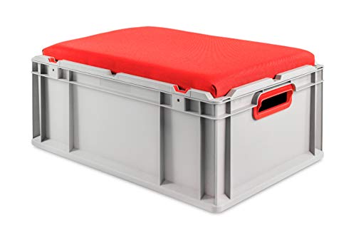 aidB Eurobox NextGen Seat Box, rot, (400x300x265 mm), Griffe offen, Sitzbox mit Stauraum und abnehmbarem Kissen, 1St.