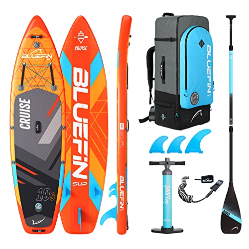 Bluefin Cruise 10'8 Aufpumpbares Paddleboard| SUP-Board für Erwachsene| Bluefin Cruise 10'8 SUP| Tragbar & Reisesicher | Paddleboard-Paket| Inklusive Paddleboard-Zubehör