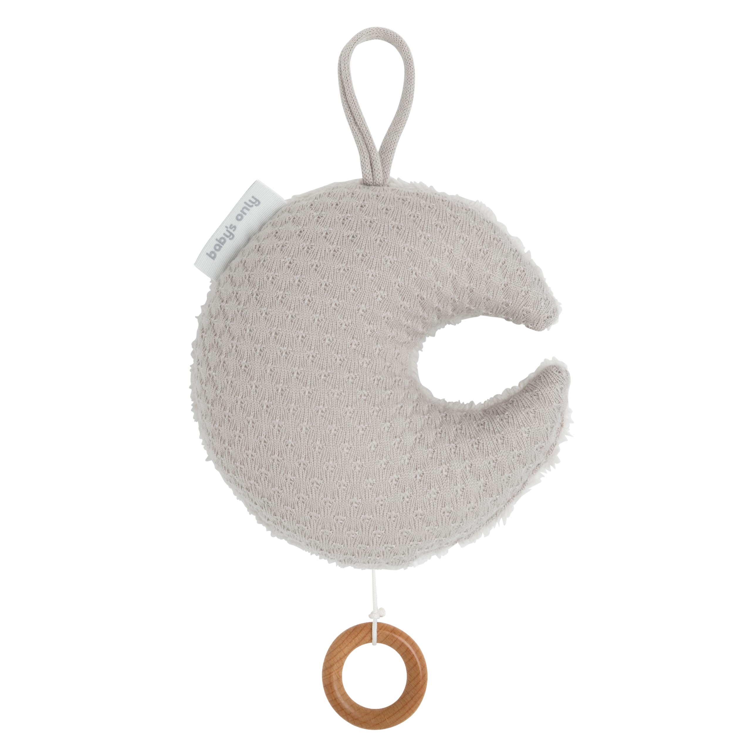 BO Baby's Only - Mondförmige Spieluhr fur Babyzimmer Sky - Sleep baby, sleep - 21x17 cm - für Jungen und Mädchen - Urban Taupe