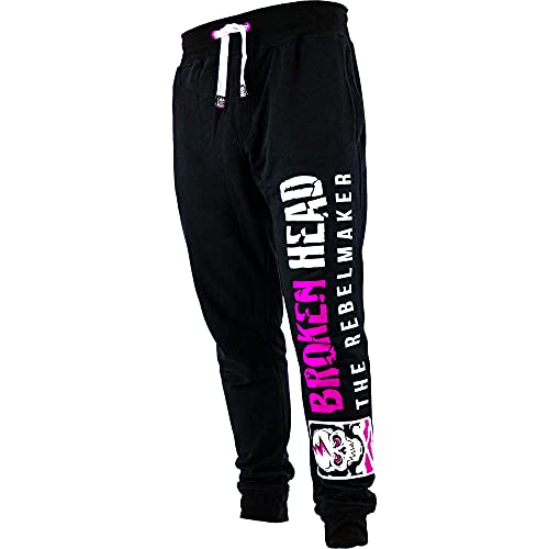 Broken Head Pink Riot - Jogging-Hose - Sport-Hose Hosentaschen mit Reißverschluss Für Damen - Schwarz-Pink (L)