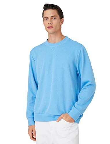Koton Herren Basic Melange Crew Neck Pullover Sweater, Blue (655), L EU