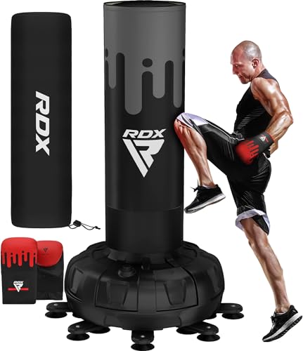 RDX 6FT 330LB Boxsack Stehend Erwachsene, Trainingshandschuhe und Überzug Set XXL Freistehender Standboxsack Boxing mit Saugfuß Freestanding Punch Bag für MMA Kickboxen Kampfsport Boxpartner Muay Thai