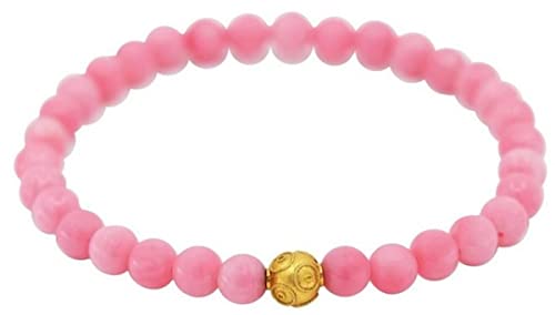 Casa Padrino Luxus Damen Korallen Perlen Armband mit Goldperle Rosa/Gold - Hochwertiger Korallen & 19,2 Karat Gold Damenschmuck - Damen Armschmuck - Luxus Qualität