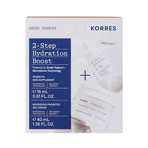 KORRES GREEK YOGHURT Set 2-Step Boost für Feuchtigkeit, Vorteilsset für Frauen und Männer aus Gesichtscreme 40 ml und Serum 15 ml, beruhigt sensible Haut