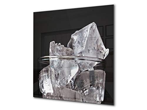 Aufkantung aus Hartglas - Glasrückwand - Rückwand für Küche und Bad BS18 Serie Eiswürfel: Ice Cubes Black 5