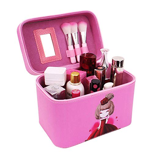 Kosmetiktasche Kleine Kulturtasche Kosmetiktasche mit Mustern Reißverschluss Temperament Organizer Aufbewahrungstasche für Frauen Mädchen tragbare Make-up-Tasche (Rose rotes Mädche