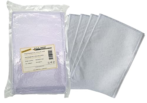 Waschhandschuhe Einmal- Einweg- ultrasoft Molton 1000 Stück (20x50 Stück) Waschlappen weiss Original Tiga-Med Qualität