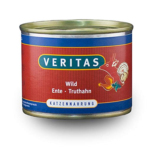 veritas Katzenmenü Mix Katzenfutter nass – Gourmet Sorte Wild Ente Truthahn aus 90% Fleisch I Nassfutter für Katzen I Katzennassfutter (12x 200g)