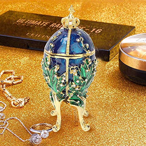 Hztyyier Ei Schmuckschatulle, 5,7 Zoll handbemalt Vintage emaillierte Faberge Ei für Schmuck Schmuckschatulle einzigartiges Geschenk oder Wohnkultur