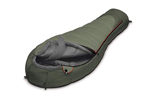 ALEXIKA Camping & Outdoor Schlafsack Aleut, Linke Reißverschluss Mumienschlafsäcke, grün-grau/grau, 230x95x65 cm