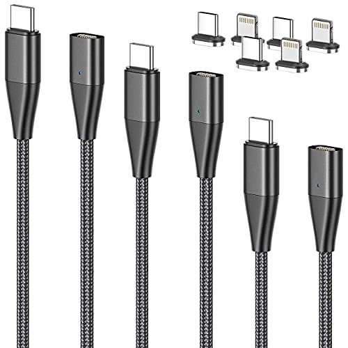 Callstel Schnellladekabel: 3er-Set Magnet. USB-C-Schnell-Ladekabel, Typ C & Lightning, 1 m, 3 A (USB C Kabel)