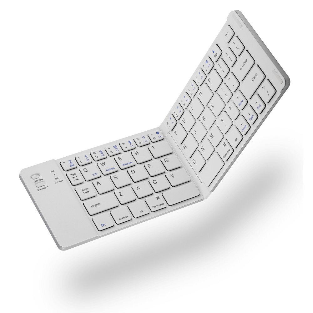 Goshyda Bluetooth-Tastatur, tragbare, kabellose, magnetische Klapptastatur mit Schutzhülle, Tastatur in voller Größe, für Pad, Telefon, Tische, PC, Computer
