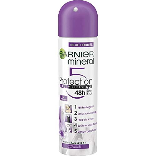 Garnier Anti-Transpirant, Spray, intensiver Schutz vor Körpergeruch & Achselnässe, bis zu 48h Wirkung, Mineral Protection 5, 6er-Pack (6 x 150 ml)