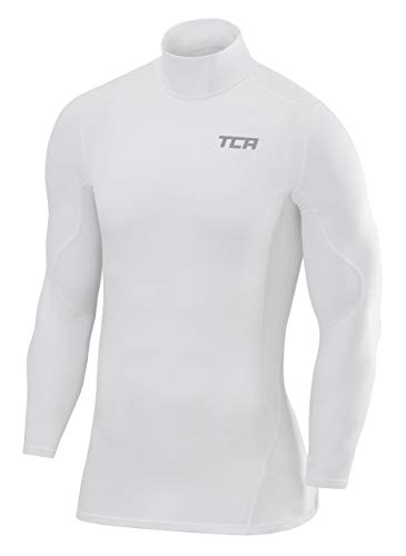 TCA SuperThermal Herren Kompressionsshirt/Funktionsshirt mit Stehkragen - Langarm - Pro White (Weiß), M