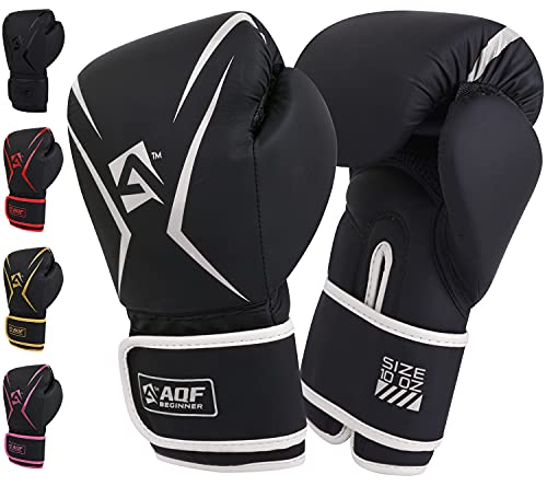 AQF Boxhandschuhe, Boxsack Leder Handschuhe Herren Frauen, MMA Handschuhe Sandsäcke, Boxhandschuhe Kinder Für Kickboxen, Muay Thai, Kampfsport Boxing Gloves 4 6 8 10 12 14 16 Oz (12 oz, Silber)