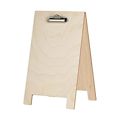 2x Holz Tischkartenhalter „Carum“ DIN A5 / Menükartenhalter/Thekenaufsteller mit Chromklemme