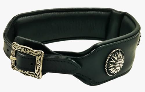 Antique Leder Halsband Hundehalsband Zierschnalle Chonchos Blumen Lederhalsband BREIT M L XL Tysons (M 47-51)