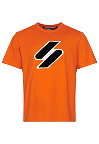 Superdry Mens Code SL Chenille Tee T-Shirt, Denver Orange, Medium