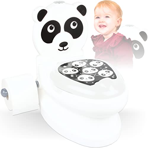 Stimo Toilette für Kleinkinder erste Kindertoilette leuchtende Spültaste und Spülgeräusch Ideal für Kinder Toiletten - Training (Panda)