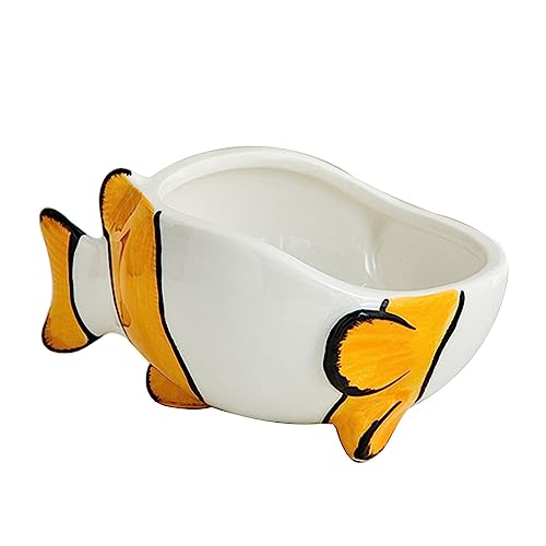 Keramiknapf für Katzen - Niedliche Müslischalen aus Keramik mit 3D-Clownfischen | Dekorative Keramikschale, dekorative Schalen für Heimdekoration, Café Raxove
