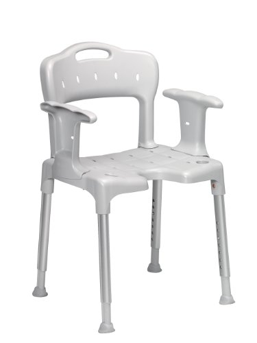 Patterson Medical Swift Dusche-Stuhl mit Rückenlehne und Armlehnen, grau