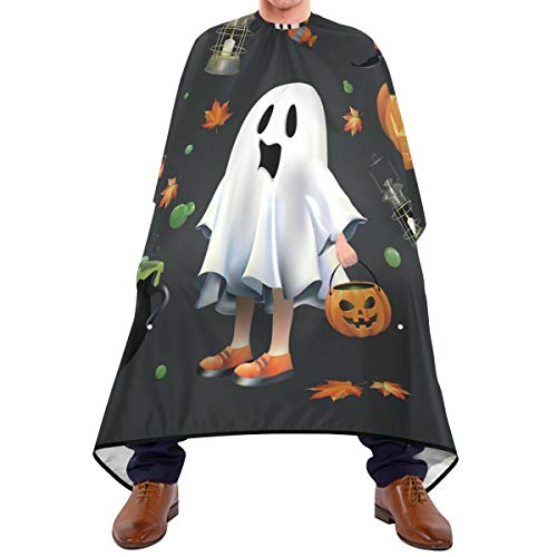 Shaving Beard Hairdressing Haircut Capes - Ghost Halloween Professional Waterproof with Snap Closure Adjustable Hook Unisex Hair Cutting Cape