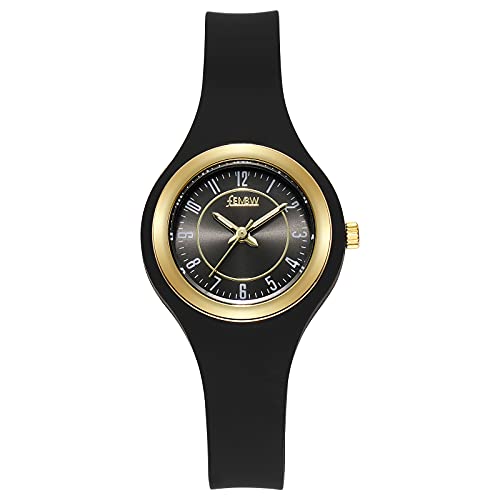 Fashion Casual Analog Quarz Armbanduhr für Jugendliche und Erwachsene, Silikon Armband mit Nadelschnalle(schwarz)