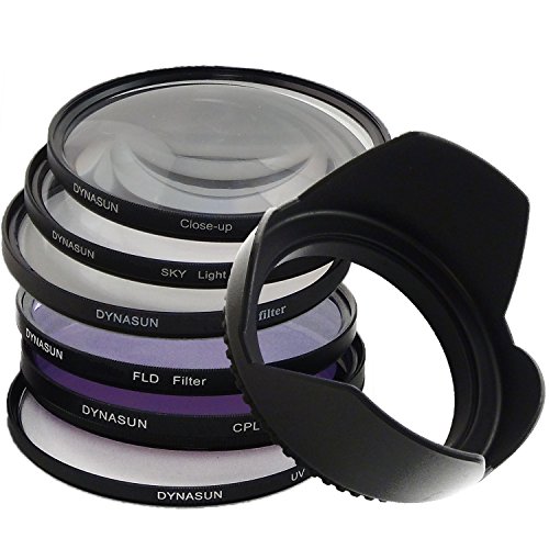 DynaSun Kit Pro 62mm CPL Zirkular Pol/UV/Fluoreszenz/Stern Filter mit Skylight, Nahlinsen und Gegenlichtblende