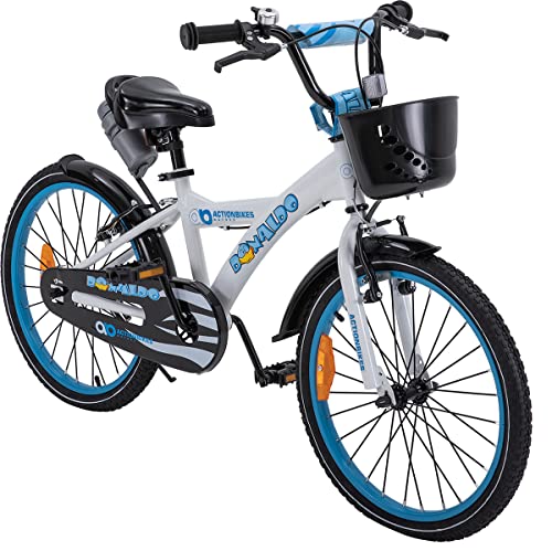 Actionbikes Kinderfahrrad Donaldo - 20 Zoll - V-Break Bremse vorne - Seitenständer - Luftbereifung - Ab 2-9 Jahren - Jungen & Mädchen - Kinder Fahrrad - Kinderrad (20`Zoll)