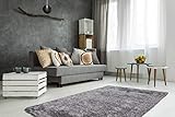 One Couture Teppich Hochflor Shaggy Weich Wohnzimmer Schlafzimmer Handgefertigt Grau Weiß, Größe:80cm x 150cm