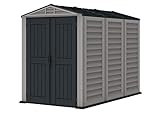 Duramax YardMate PLUS 5 x 8 (4.28 m²) Kunststoff gerätehaus mit robustem Kunststoffboden, Dachkonstruktion aus robustem Metall, feuerhemmend und wartungsfrei, Dunkelgrau und Adobe
