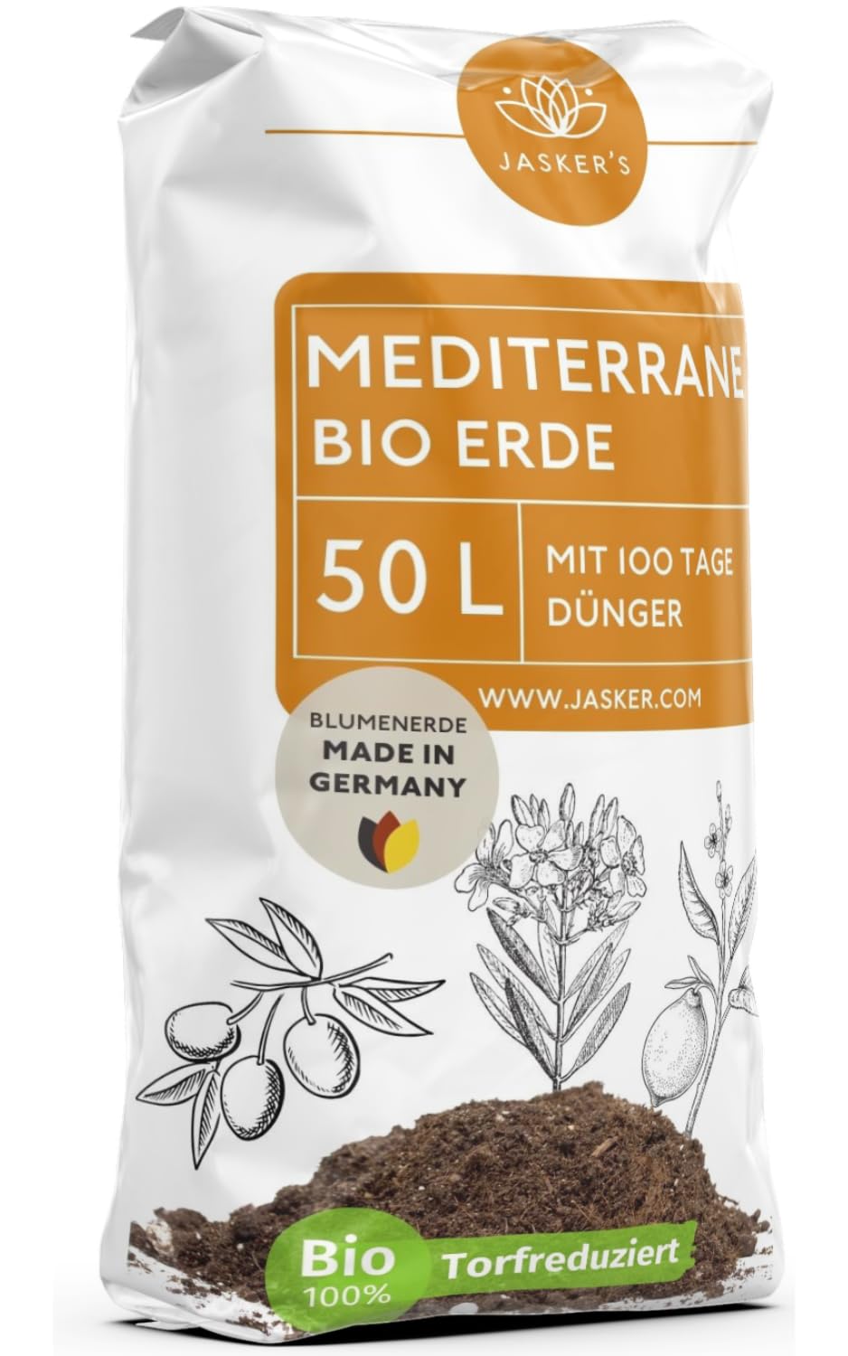 Bio Mediterrane Erde & Kübelpflanzenerde mediterran 50 L - Mediterrane Pflanzenerde mit 40% weniger Torf - Mediterane Pflanzerde mit Dünger - Als Lavendel Erde, Plumeria Erde & Oleander Erde