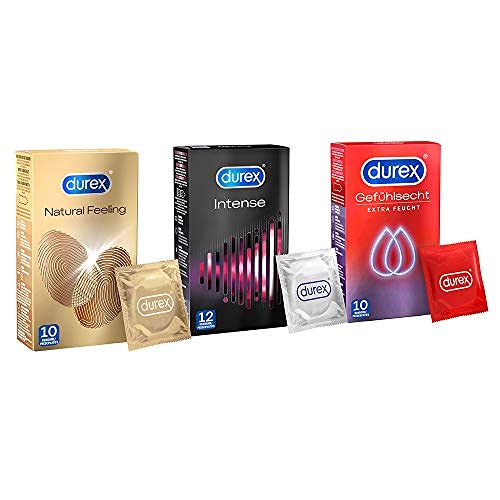Durex Kondome Natural Feeling 10er - Durex Kondome Intense 12er - Durex Kondome Extra Feucht 10er - Durex Mix Ausprobierset