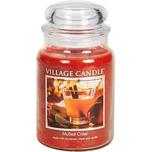 Village Candle Duftkerze im Glas-Mulled Cider 737g, Rot, 10.2x10.6x15.4 cm
