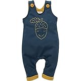 Pinokio - Secret Forest - Strampelhöschen Baby Jungen Kinder Unisex Marineblau Overall Hose mit Hosenträger 100% Baumwolle Latzhose mit Knöpfen 62 68 74 80 86 (68 cm, Marineblau)