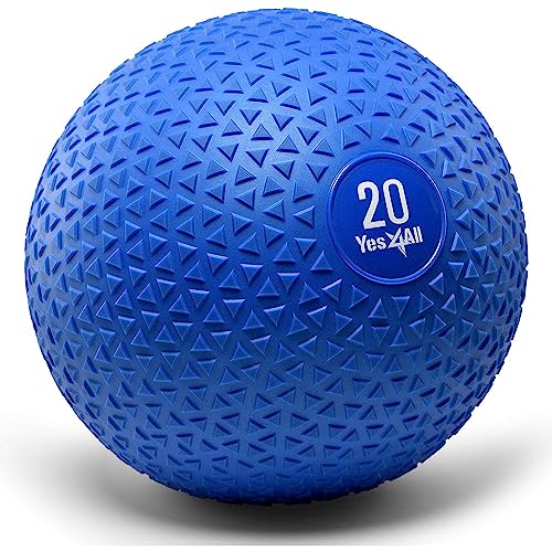Yes4All Slam Ball mit strukturierter Oberfläche & strapazierfähiger Gummischale (Schwarz & Blau) - erhältlich 10, 15, 20, 25, 30, 18,1 kg (I. Blue - 9,1 kg) (Y7YF)