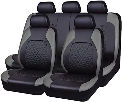 Auto Sitzbezüge Sets für Mitsubishi Outlander 3. Gen 5seats/2016 2017 2018, Wasserdicht Vordersitze Rücksitzschoner Leicht Zu Reinigen Schutz Lederausstattung,A/9pcs Set Grey