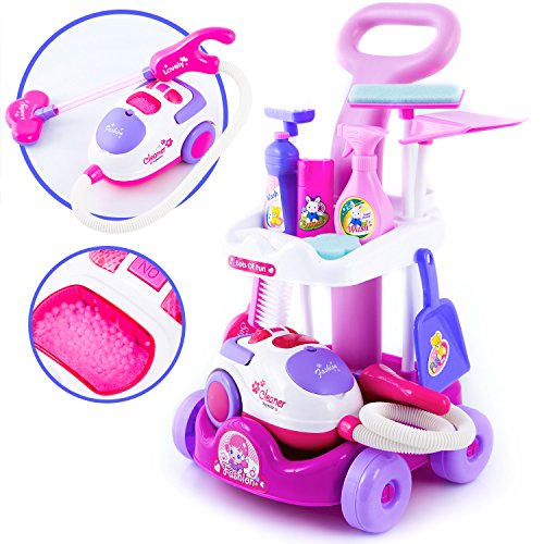 Kinderplay Putzwagen mit Staubsauger PINK Reinigungswagen KP2873 Spielzeug Spiel NEU …