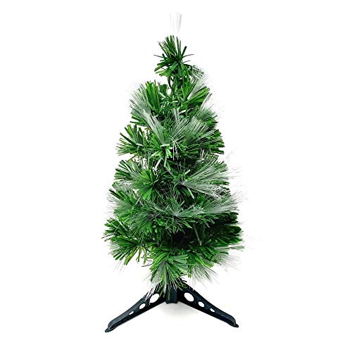Starlet24® Weihnachtsbaum mit LED Glasfaser Künstlicher Tannenbaum Christbaum Grün 60cm