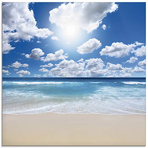 Artland Qualitätsbilder | Glasbilder Deko Glas Bilder 30 x 30 cm Horizont Meer Strand G3ER Landschaft Sonne Wolken Himmel