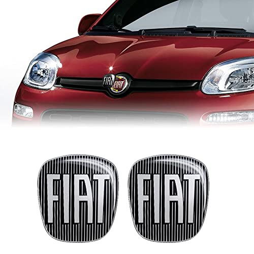Fiat 14186F-2Pz 3D Aufkleber Logo Panda nach 2012, Schwarz, 2 Stücke Vorne und Hinten, 71 x 65 mm