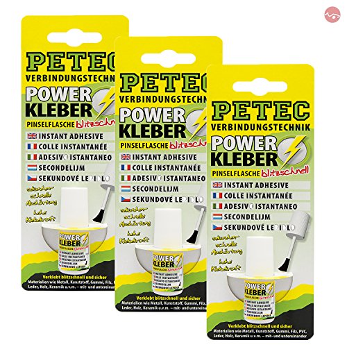 Petec_bundle 3X PETEC Power KLEBER PINSELFLASCHE Sekundenkleber Kleber 4 G SB-Karte 93404