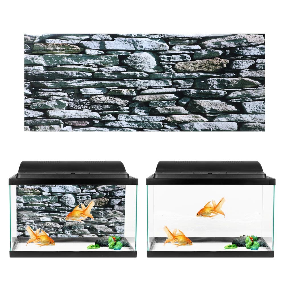 Oyunngs Aquarium Rückwand, 91 * 50cm PVC Kleber Aufkleber Aquarium Hintergrundbild für Aquarium, 3D-Effekt Steinmauer Gemälde Poster, Unterwasser Wandtattoo Dekoration Aquarium Zubehoer