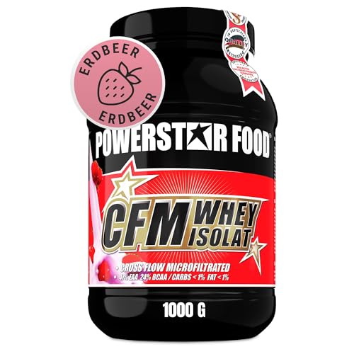 100% CFM WHEY ISOLAT - Whey Protein Isolate aus Weidenmilch mit 98% i.Tr. Proteingehalt - Höchste Qualität - Cross-Flow Microfiltrated - Made in Germany - 1000g (Strawberry)