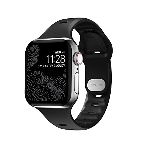 NOMAD Sport Band Slim in der Farbe Black | Schlankes, strapazierfähiges Uhrenarmband | für alle 38 / 40 / 41 mm Versionen der Apple Watch | aus robustem FKM | wasserfest