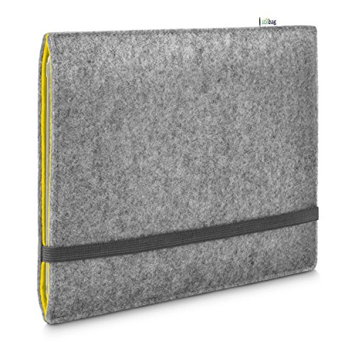 Stilbag Filzhülle für Apple iPad Mini (2019) | Etui Tasche aus Merino Wollfilz | Kollekion Finn - Farbe: hellgrau/gelb | Tablet Schutzhülle Made in Germany