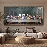 MuchoWow Leinwand Bilder Gemälde Wanddekoration - 160x80 cm - Das letzte Abendmahl - Leonardo da Vinci - Wohnzimmer Schlafzimmer Dekoration